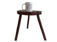 Alternative view of Vintage French Wooden Wood Stump Crosscut Log Small Milking Stool Chair Seat Table Stand Kitchen Plant Display c1970-80's