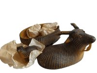 Alternative view of Vintage Chinese Goat With Babies Wicker Basket Shanghai Collection Small Traditional Craftsman Made Wickerwork Woven c1970's