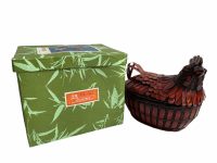 Alternative view of Vintage Chinese Chicken With Lid Wicker Basket Shanghai Collection Small Traditional Craftsman Made Wickerwork Woven c1970's