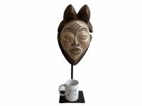 Alternative view of Vintage African Wooden Punu Mask Hanging Wall Hanging Decor Carved Statue Carving Sculpture Wood Tribal Art Design c1990's