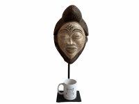Alternative view of Vintage African Wooden Punu Mask Hanging Wall Hanging Decor Carved Statue Carving Sculpture Wood Tribal Art Design c1990's
