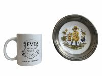 Alternative view of Vintage French Small Limoges Dish Plate With Pewter Surround Hand Painted Flowers bowl serving display wall hanging c1960's