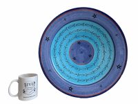 Alternative view of Vintage Moroccan Safi Blue White Large Serving Bowl Dish Plate Wall Hanging Ornament Decor Design Terracotta c1980-90's