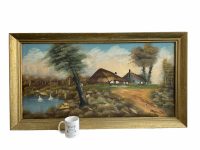 Alternative view of Vintage French Large Brittany Cottage Hamlet Colourful Acrylic Paint Painting Art Garden Farm Rural Rustic circa 1970-80's