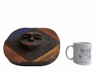 Alternative view of Vintage African Wooden Mask Ornament Statue Figurine Primitive Sculpture Carving Tribal Wall Art Decor c1960-70's