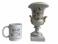 Alternative view of Vintage French Limoges Porcelain White Gold Vase Trophy Cup Urn Pot Jug Container Small Planter Decor Storage c1970-80's
