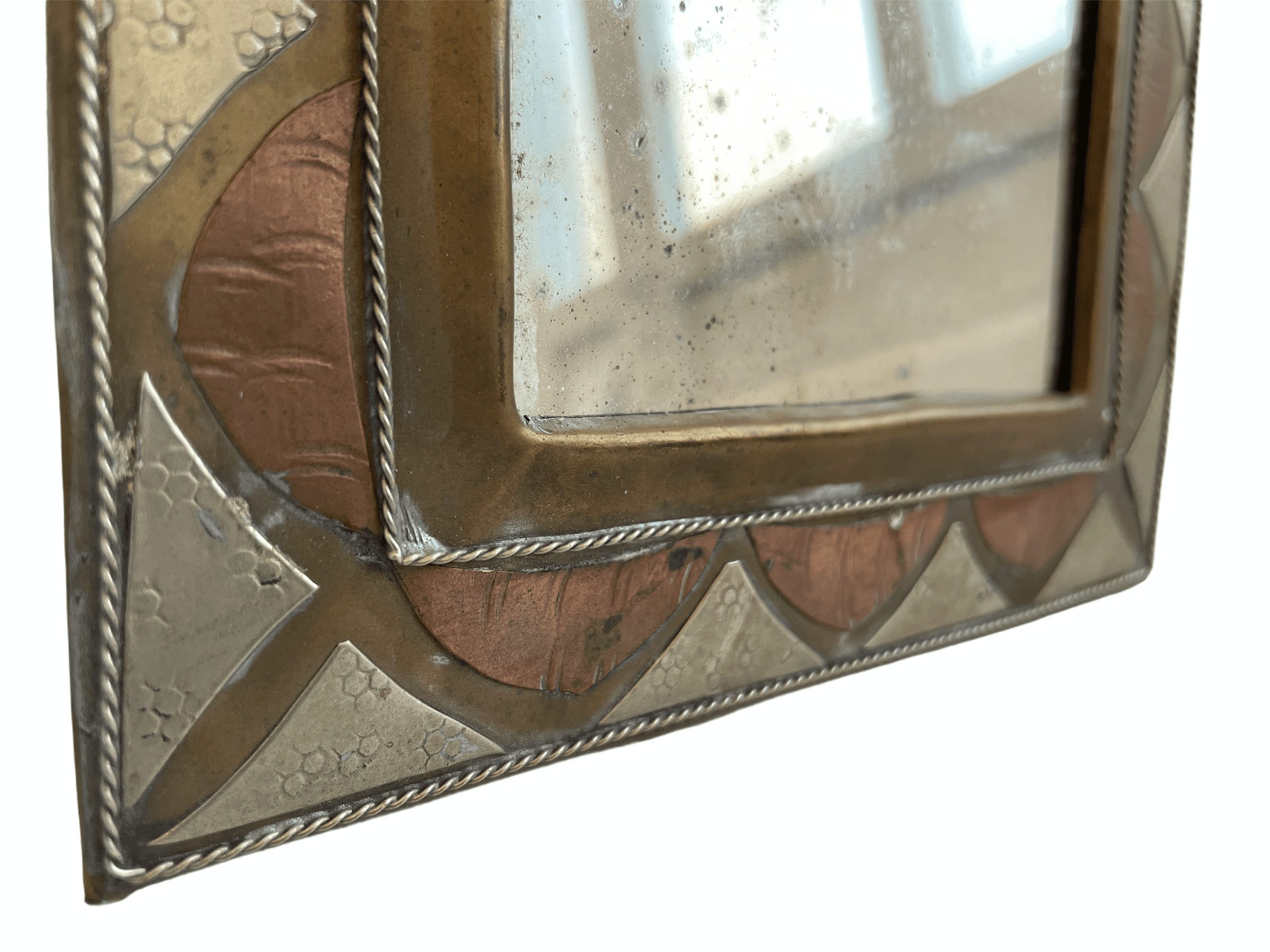 Vintage Moroccan Wall Hanging Mirror Brass Copper Silver Metal Glass One-Off Hand Made Decorative Cloakroom c1970-80’s 3 Vintage Moroccan Wall Hanging Mirror Brass Copper Silver Metal Glass One-Off Hand Made Decorative Cloakroom c1970-80's - Image 3