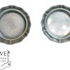 Vintage French Pair Of Small Pewter Coasters Dishes serving table display table tarnish patina c1950's