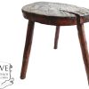 Vintage French Wooden Wood Stump Crosscut Log Small Milking Stool Chair Seat Table Stand Kitchen Plant Display c1970-80's