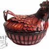 Vintage Chinese Chicken With Lid Wicker Basket Shanghai Collection Small Traditional Craftsman Made Wickerwork Woven c1970's