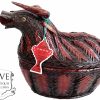 Vintage Chinese Bull Taurus With Lid Wicker Basket Shanghai Collection Small Traditional Craftsman Wickerwork Woven c1970's