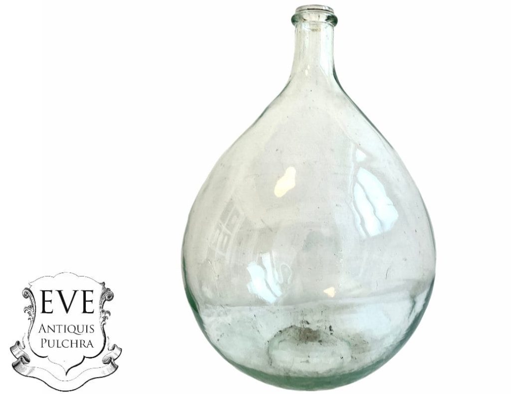 Vintage French Extra Large Clear Glass Demijohn 15 Litre Bottle Vase Storage Ornament Decor Design Coin Collecting c1970’s