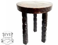 Vintage French Small Stool Table Wooden Wood Chair Seat Side Stand Flower Pot Ornament Display Shelf Prop circa 1960-70's