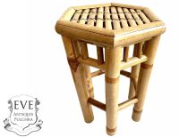 Vintage Asian Bamboo Cane Canework Plant Pot Ornament Display Flower Stand Small Table Conservatory circa 1990-00's