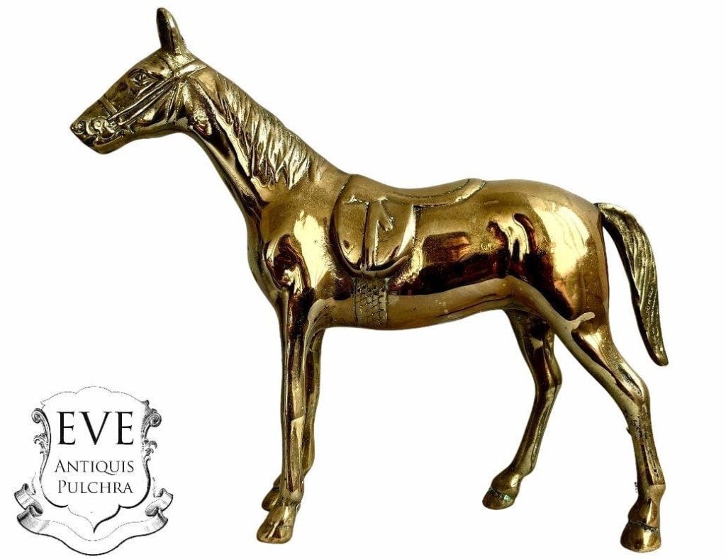 Vintage French Brass Horse Ornament Figurine Sculpture Statue Cast Metal circa 1960-70’s