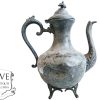 Antique French Pewter Tea Coffee Pot Traditional Serving Jug Pitcher Display France Bashed Bruised Dented c1850's