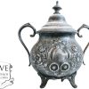 Vintage French Trophy Cup Style Sugar Pot With Lid Bowl Pot Catch-All Display Traditional France Decor Serving Nickel c1950's