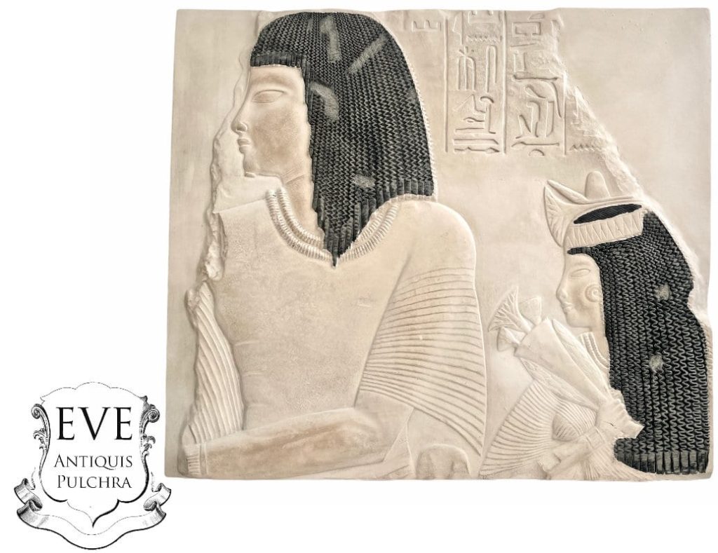 Vintage French Bas-relief Parents Of Imeneminet Moulage Musee Du Louvres Reproduction Of Egyptian Wall Plaque Decor c1990’s