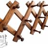 Vintage French Coat Hanger Extending Wood Wooden Knob Hook Shelf Decor Display Hallway Cloakroom Stable Shed c1970-80's