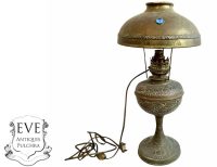 Vintage French Moroccan Brass Adapted Oil Paraffin Electric Lamp Light Lighting Display circa 1920-30's