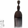Vintage African Hair Comb Hair Afro Pick Detailed Carved Wood Primitive Sculpture Carving Tribal Art Decor c1980-90's