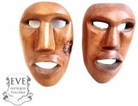 Vintage Alaskan Small Face Mask Wooden Wall Hanging Decor Carved Statue Carving Sculpture Wood Tribal Art c1970-80's