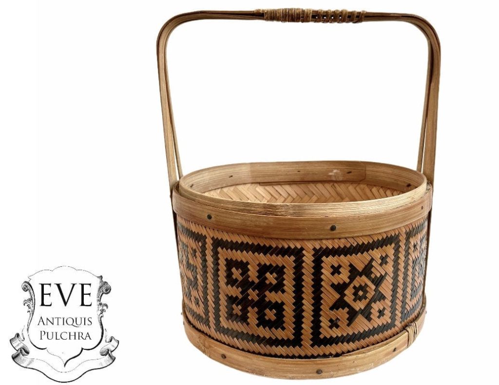 Vintage Thai Asian Traditional Woven Rice Food Basket Storage Decor Display Presentation Cooking Steaming circa 1980-90’s