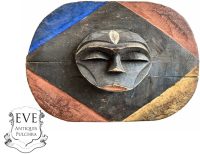 Vintage African Wooden Mask Ornament Statue Figurine Primitive Sculpture Carving Tribal Wall Art Decor c1960-70's