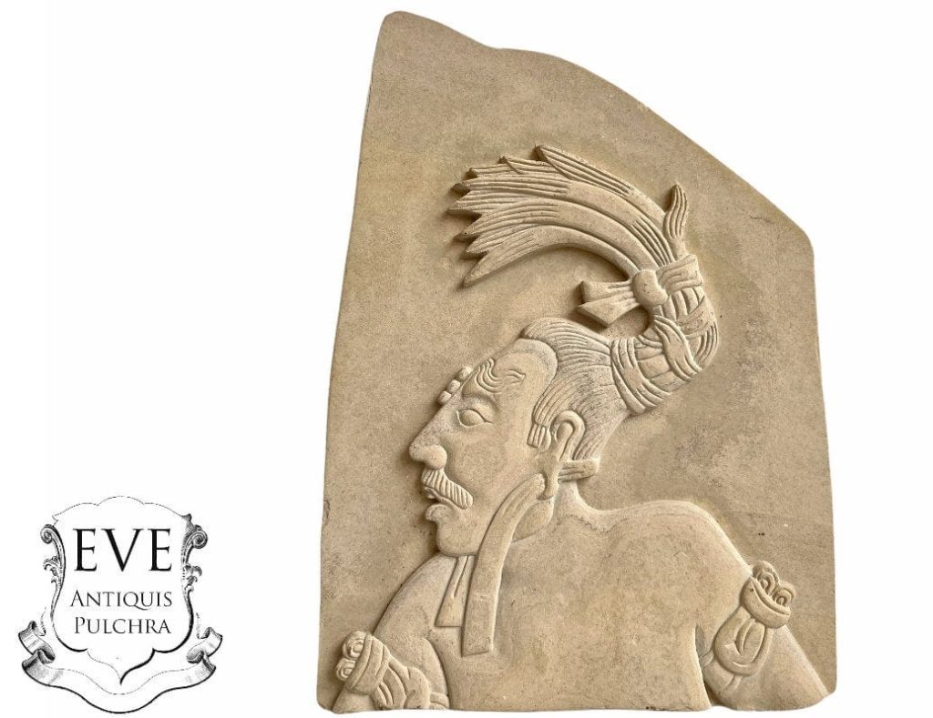 Vintage South American Maya Mayan Influence Decorative Plaster Clay Plaque Ornament Decor Carving Sculpture c1980-90's