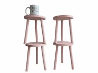 Alternative view of Vintage French Tiny Small Wooden Stool Pink Foot Rest Chair Seat Step Stand Kitchen Table Farm Rustic Rural c1980-90's