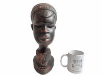 Alternative view of Vintage African Capped Boy Bust Wooden Standing Decor Carved Statue Carving Sculpture Wood Tribal Art c1970-80's