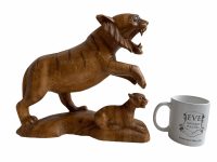 Alternative view of Vintage African Tiger Cub Carving Ornament Statue Wooden Wood Display Large Decor Animal Africa circa 1980-90's