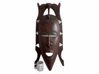Alternative view of Vintage African Extra Large Wooden Mask Face Hanging Wall Hanging Decor Carved Statue Carving Wood Art c1980-90's