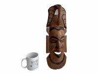 Alternative view of Vintage African Figurine Mask Statue Primitive Art Carving Wooden Wood Ornament Decorative Wall Display circa 1980-90'sop