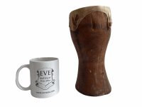 Alternative view of Vintage African Small Drum Leather Topped Musical Instrument Wooden Decor Carved Carving Sculpture Wood Tribal Art c1980's