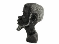 Alternative view of Vintage African Old Man Heavy Stone Bust Standing Decor Carved Statue Carving Sculpture Decorative Tribal Art c1960-70's