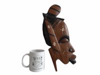 Alternative view of Vintage African Face Figurine Mask Statue Primitive Carving Wooden Wood Ornament Decorative Wall Display c1980-90'sop