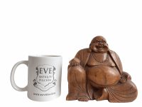 Alternative view of Vintage Thai Smiling Melon Buddha Meditating Yogi Yoga Asian Wood Carving Altar Piece Meditation Peace c1970-80's