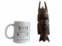 Alternative view of Vintage African Face Figurine Mask Small Statue Primitive Carving Wooden Wood Ornament Decorative Wall Display c1970-80'sop