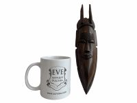 Alternative view of Vintage African Face Figurine Mask Small Statue Primitive Carving Wooden Wood Ornament Decorative Wall Display c1970-80'sop