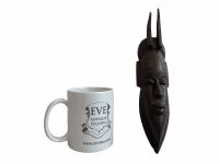 Alternative view of Vintage African Face Figurine Mask Small Statue Primitive Carving Wooden Wood Ornament Decorative Wall Display c1970-80's