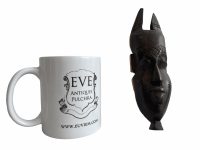 Alternative view of Vintage African Face Figurine Mask Small Statue Primitive Carving Wooden Wood Ornament Decorative Wall Display c1970-80's