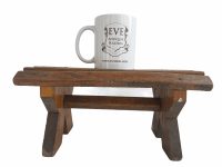 Alternative view of Vintage French Wooden Brown Natural Wood Small Milking Stool Chair Bench Stand Display Rest Plinth Seating Prop circa 1970's