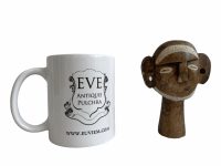 Alternative view of Vintage African Stone Brown Man Woman Bust Idol Statue Primitive Art Carving Sculpture Ornament Display c1970-80's