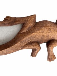 Vintage Indonesian Asian Lizard Wood Wooden Decorative Ornament Figurine Decorative Sculpture Carving Iguana Komodo c1980’s 2