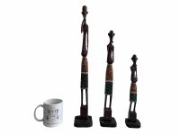 Alternative view of Vintage African Tall Thinking Man Figurine Statue Primitive Carving Wooden Wood Ornament Decorative Standing Display c1990's