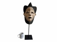 Alternative view of Vintage African Wooden Punu Mask Hanging Wall Hanging Decor Carved Statue Carving Sculpture Wood Tribal Art Design c1990's