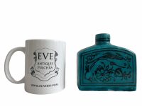 Alternative view of Vintage Moroccan Arabian Fish Ocean Decor Aqua Blue Bottle Vase Storage Ornament Decor Design Pottery Clay c1950-60's