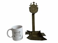 Alternative view of Antique Moroccan Brass Jewish Memorial Shabbat Wall Mounted Oil Lamp Light Decor Display Prop Lighting Collector c1900's