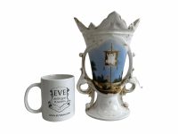 Alternative view of Antique French Marriage Wedding Bud Vase Ceramic Globe de Mariée Mairee Globe Gift Dome Presentation Decorative c1850-1900's